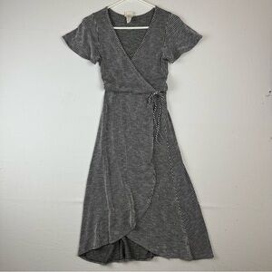 Caution to the Wind Stripe Wrap Dress Midi